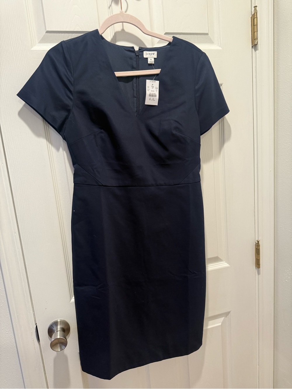 J. Crew Navy Short-Sleeve Sheath Midi Dress